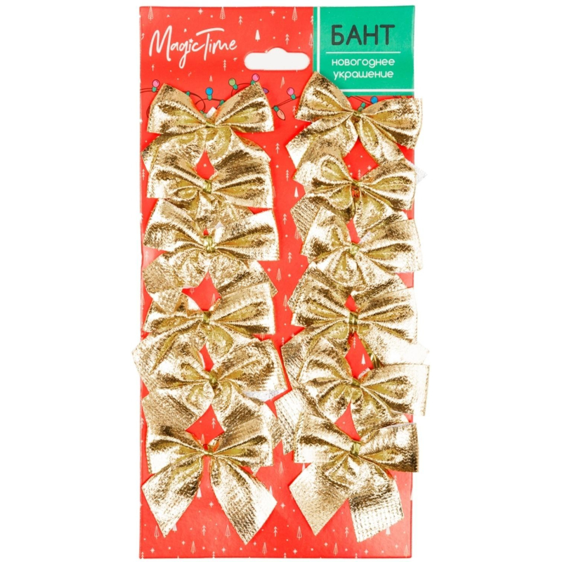 Бант новогодний из полиэстера, наб.12 шт / 5×5×0.01см арт.93278