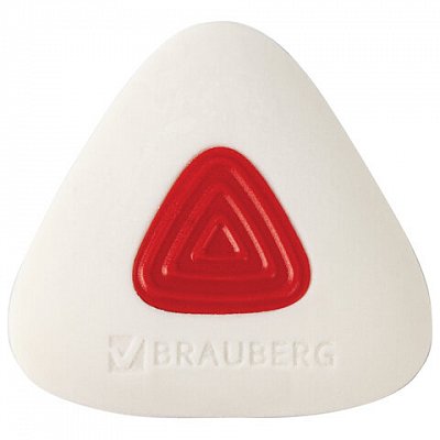 Ластик BRAUBERG «Trios PRO», 36×36*9мм, белый, треугольный, красный пластиковый держатель