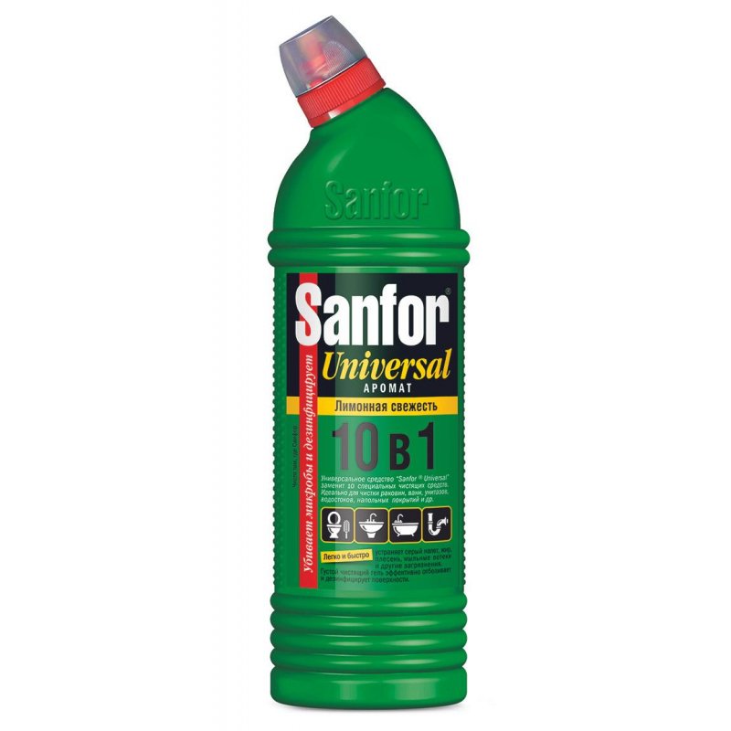 Чистящее средство SANFOR Universal, 750 г, «Свежесть лимона», гель