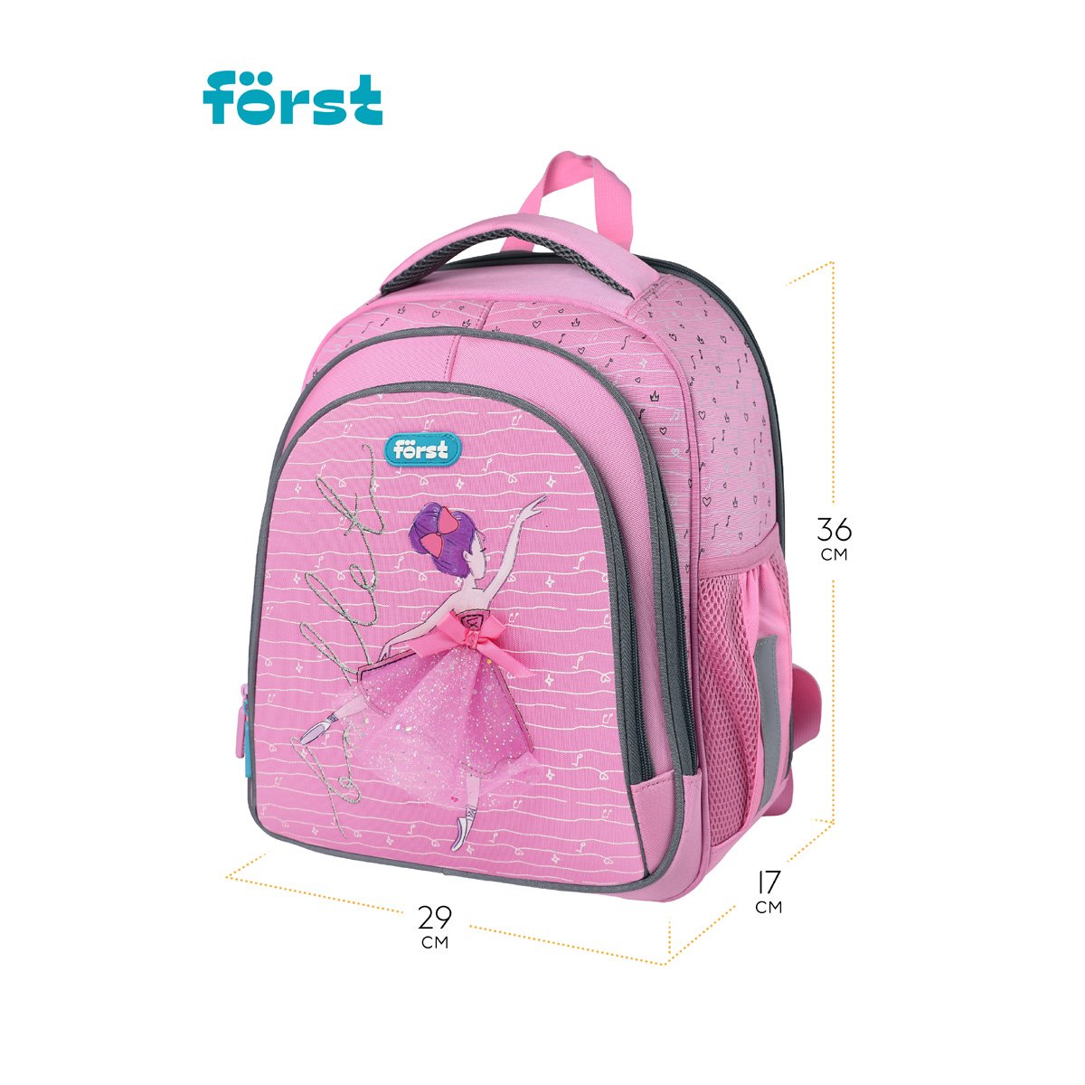 Ранец Först F-BASE «Ballet» 36×29×17 см, 3 отделения, 2 кармана, анатомическая спинка