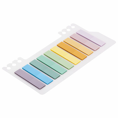 Закладки клейкие пастельные BRAUBERG PASTEL, пластиковые, 45×10 мм, 10 цветов х 20 листов