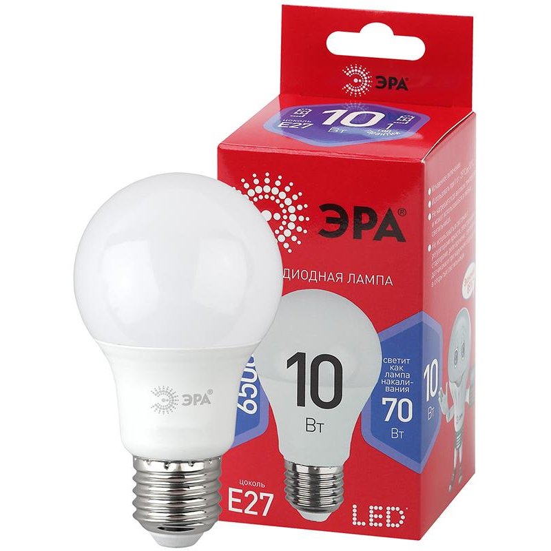 Лампа светодиодная ЭРА LED 10 Вт E27 грушевидная 6500 К холодный белый свет
