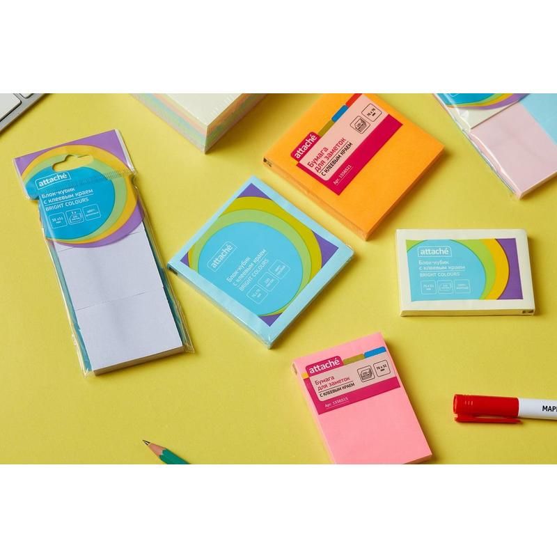 Стикеры Attache Bright colours 76×51 мм пастельные желтые (1 блок,100 ...