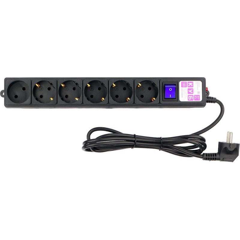 Сетевой фильтр Power Cube 1.9м 6 розеток, 16А/3.5кВт, провод 3×1.0