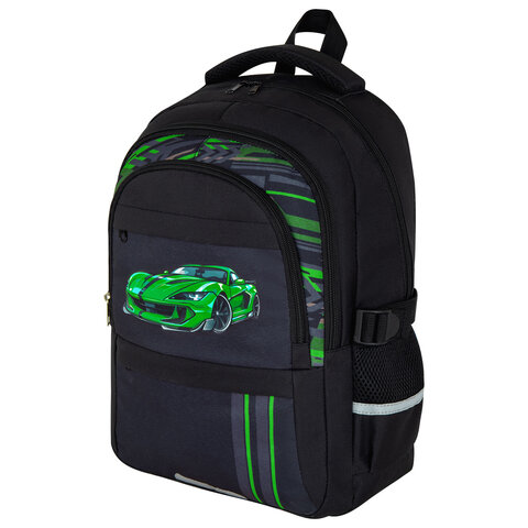 превью Рюкзак BRAUBERG VIBE, 2 отделения, 5 карманов, «Green car», 40×28х14 см
