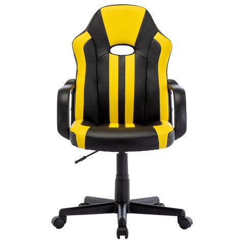 Кресло компьютерное BRABIX «Stripe GM-202», экокожа, черное/желтое