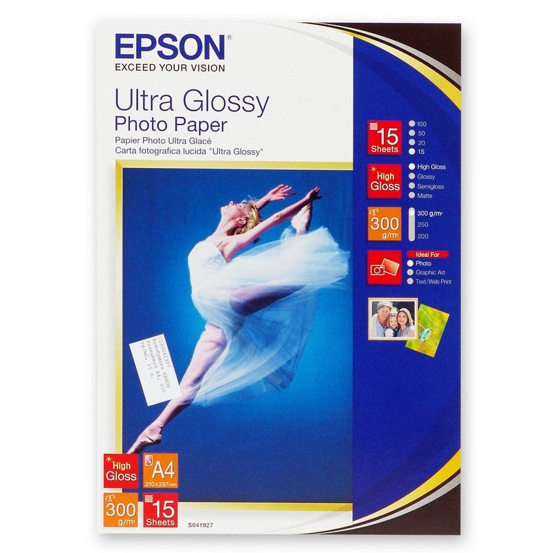 превью Фотобумага для цветной струйной печати Epson Ultra Glossy S041927 (глянцевая, А4, 300 г/кв. м, 15 листов)