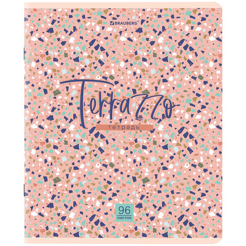 Тетради ДЭК А5 96 л. КОМПЛЕКТ 5 шт., BRAUBERG скоба, клетка, матовая ламинация, «Terrazzo»