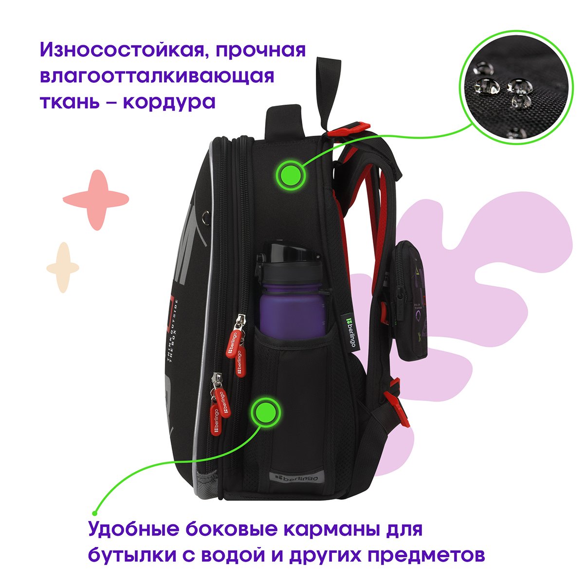 Ранец Berlingo Expert «Game on» 37×28×16см, 2 отделения, 2 кармана, анатомическая спинка