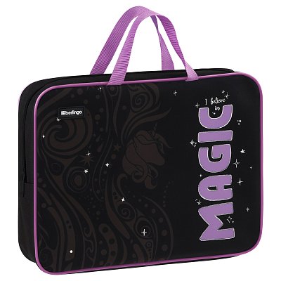 Папка текстильная с ручками 1 отделение, А4 Berlingo «Purple Magic», 350×265×80мм, текстиль, на молнии