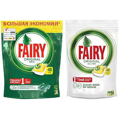 Капсулы для посудомоечной машины Fairy «All in 1. Лимон», 48шт. 