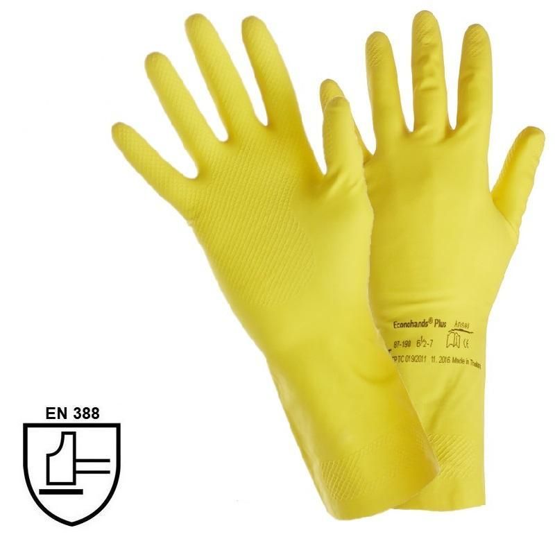 Перчатки Ansell Эконохэндс 87-190 из латекса желтые (размер 10, XL)