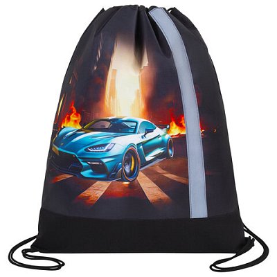 Мешок для обуви ЮНЛАНДИЯ, плотный, светоотражающая полоса, 46×36 см, «Fire car»