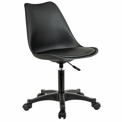 Кресло стул BRABIX «Eames MG-310 PL», пластик черный, экокожа черная