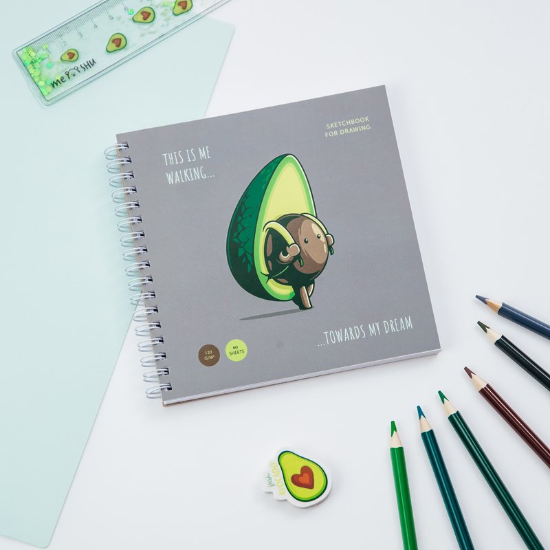 превью Скетчбук 60л. 150×150 на гребне MESHU «Avocadreams», 120 г/м2