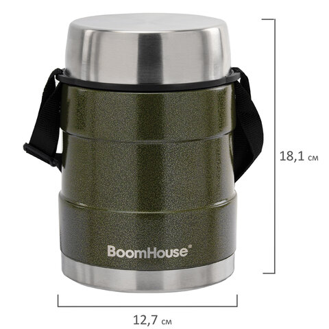 Термос 1.2 л для еды/напитков с широким горлом, BOOMHOUSE (БУМХАУС) RIBBED, контейнер, нержавеющая сталь SUS304