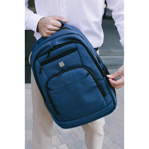 Рюкзак HEIKKI SECURE (ХЕЙКИ) универсальный, отделение для ноутбука, синий, 46×31x19 см