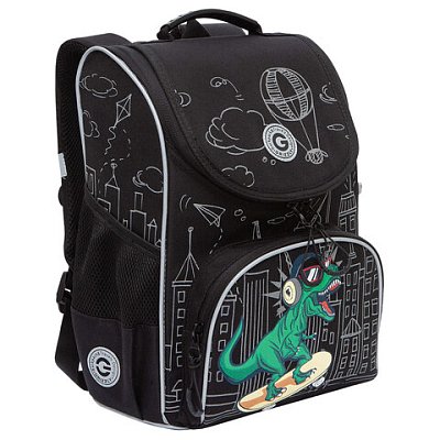 Ранец GRIZZLY анатомическая спинка, с мешком для обуви, для мальчиков, DINO RACE, 33×25х13 см
