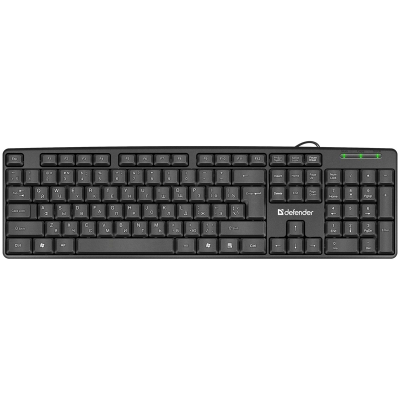 Клавиатура проводная DEFENDER Element HB-520, USB, 104 клавиши + 3 дополнительные клавиши, черная