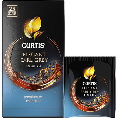 Чай Curtis Elegant Earl Grey черный с бергамотом и цедрой цитрусовых 25 пакетиков