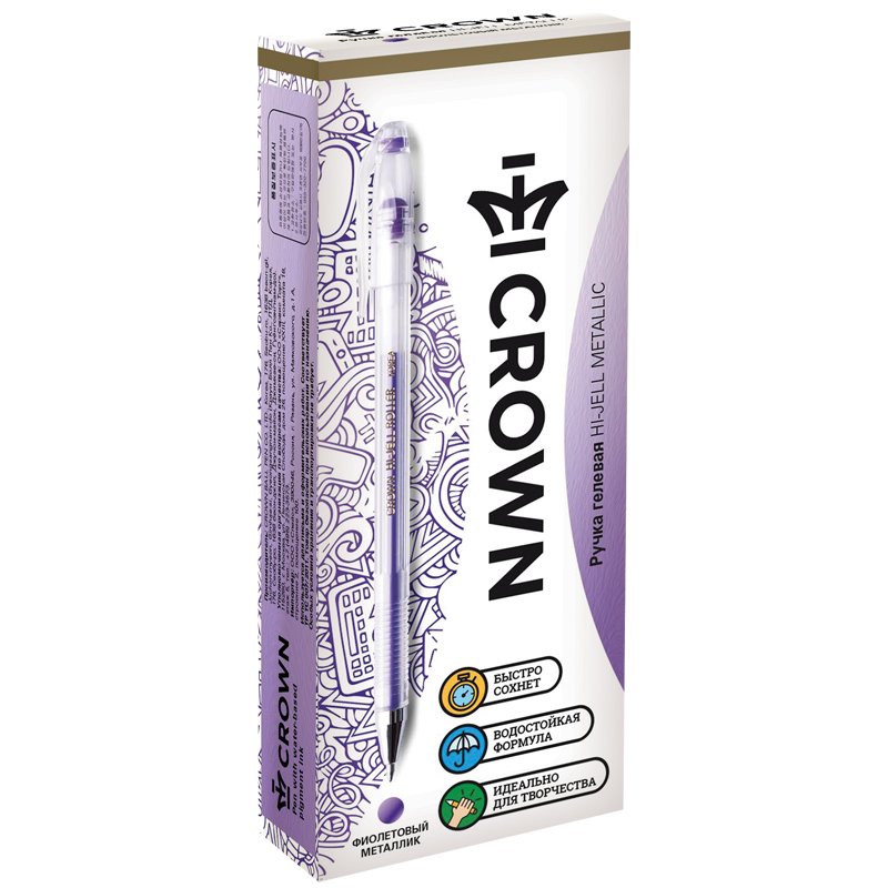 Ручка гелевая Crown «Hi-Jell Metallic» фиолетовая металлик, 0.7мм