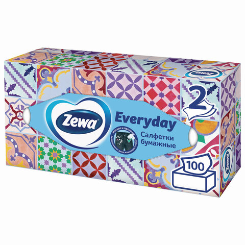Салфетки косметические Zewa Everyday 6286 2х сл. в кор.100 шт.