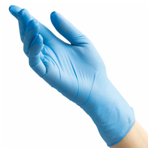 Перчатки нитриловые смотровые 100 пар (200 шт. )размер LголубыеBENOVY Nitrile ChlorinatedЧЗК
