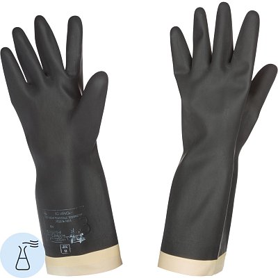 Перчатки защитные КРИЗ КЩС (К20Щ20) тип 1 латекс черные (размер 1)