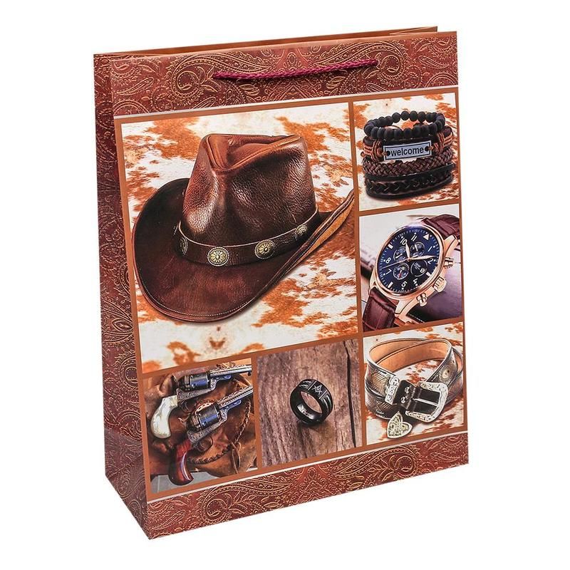 Пакет подарочный бумажный Omg-gift Мужской (32×26×10 см)