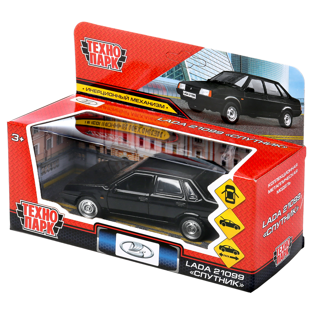 Машина игрушечная Технопарк «Lada-21099. Спутник», LADA, металл., 12см, черный, инерционная, с подвижными элементами