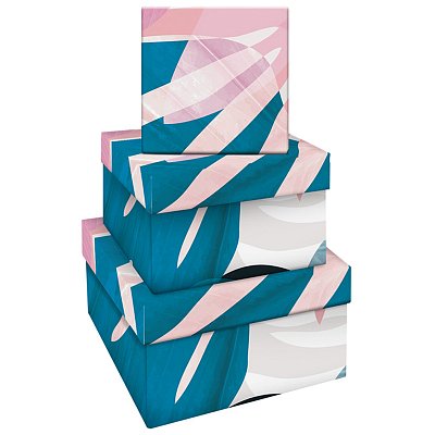Набор квадратных коробок 3в1, MESHU «Tropical Flower», (19.5×19.5×11-15.5×15.5×9см)