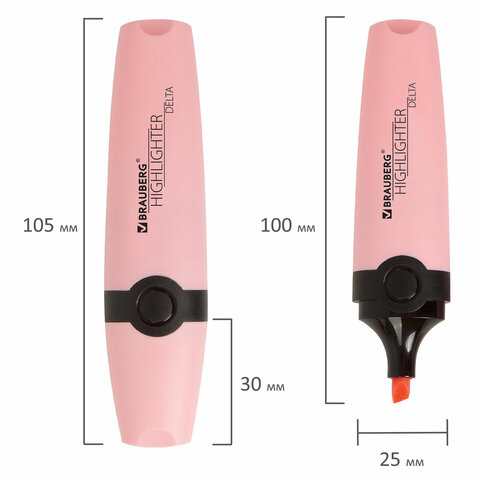 Текстовыделитель BRAUBERG «DELTA PASTEL», ПАСТЕЛЬНЫЙ РОЗОВЫЙ, линия 1-5 мм
