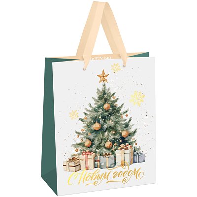 Пакет подарочный 18×23×10см MESHU «Christmas mood», фольга, матовая ламинация