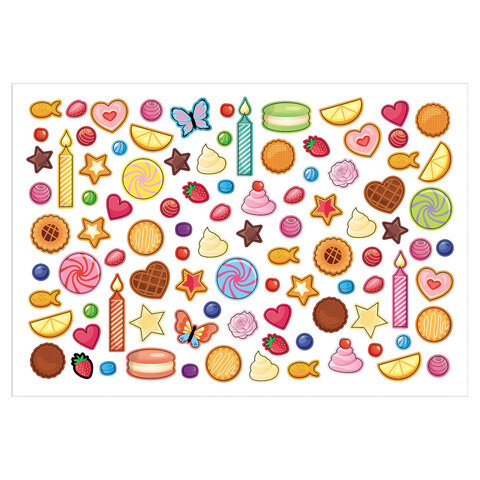 Наклейки бумажные с игровым полем НАБОР 2л, 184 наклейки, Сладкое настроение, HTB,2Н5н, ш/к65803