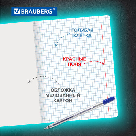 Тетради ДЭК 24 л., КОМПЛЕКТ 20 шт., BRAUBERG КЛАССИКА, клетка, обложка картон, ЧЕРНАЯ