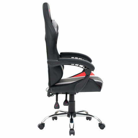 Кресло компьютерное CROMEX «Quantum GM-155 RGB», подсветка, две подушки, экокожа, черное/красное/серое