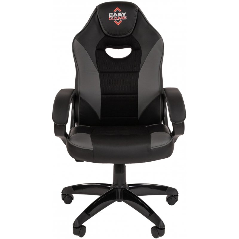 Кресло игровое Easy Chair 690 TPU серое/черное (экокожа/ткань, пластик)