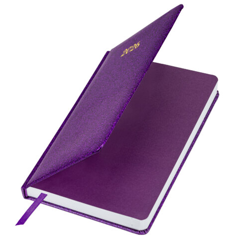 Ежедневник датированный 2026 А5 138×213мм BRAUBERG Sparkle, под кожу, блестки, фиолетовый