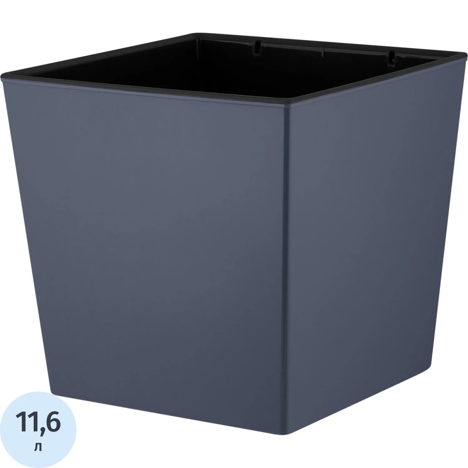 превью Горшок для цветов InGreen London Cube 11.6 л с внутренней вставкой 11.5 л цвет вулканический серый 24x25 см