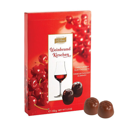 превью Конфеты шоколадные BOHME «Weinbrand Kirschen» с вишней в коньяке, 150 г, картонная коробка