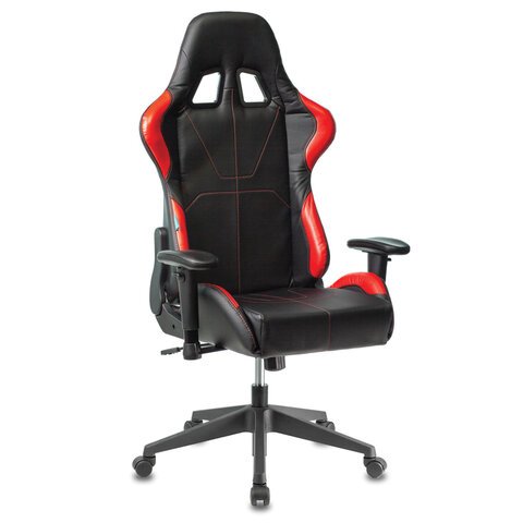 Кресло компьютерное Zombie VIKING 5 AERO, 2 подушки, экокожа, черное/красное