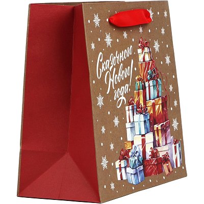 Пакет крафтовый квадратный 'Сказочные подарки', 22 x 22 x 11см 10335283 НГ