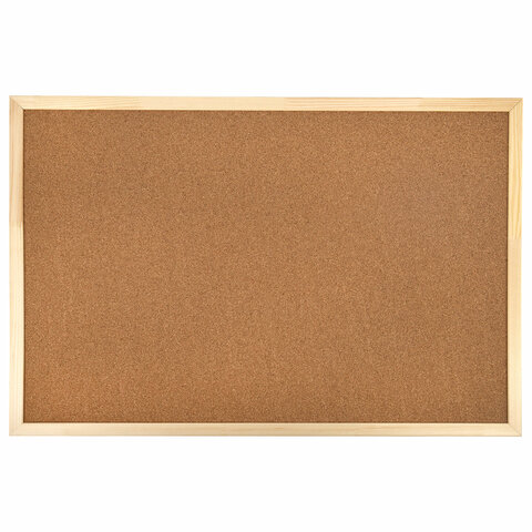 Доска пробковая для объявлений (60×90 см), деревянная рамка, BRAUBERG