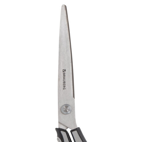 Ножницы BRAUBERG SUPER, 230 мм, серо-черные, 2-х сторонняя заточка
