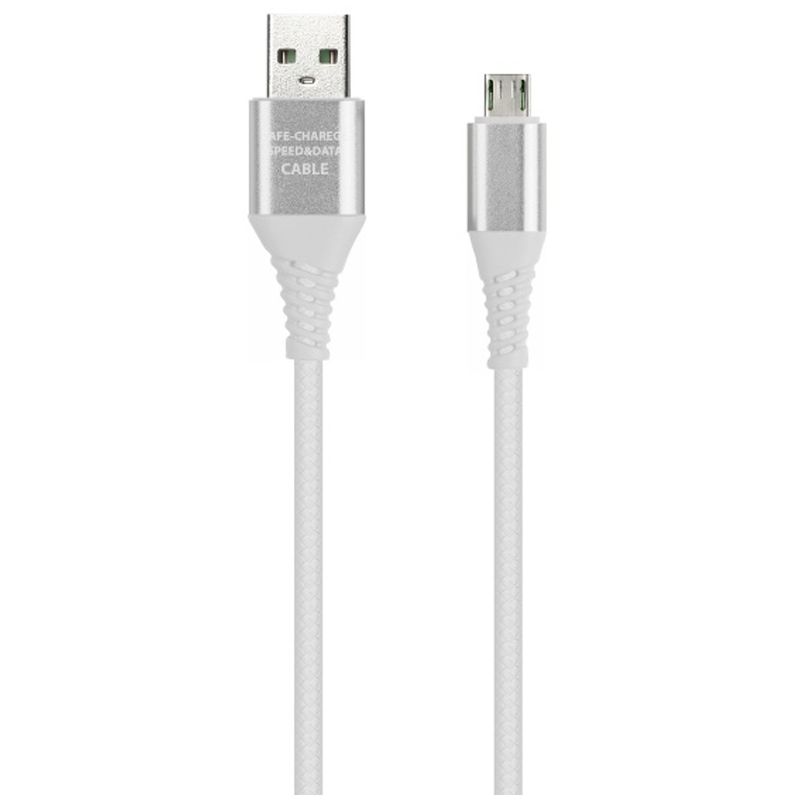 превью Кабель Smartbuy Gear, USB2.0 (A) - microUSB (B), в резиновой оплетке, 2A output, 1м, белый