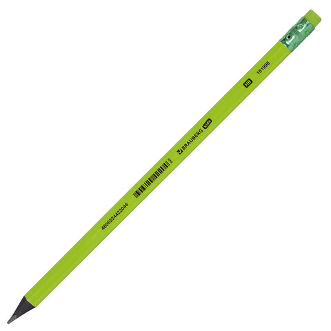 Карандаш чернографитный BRAUBERG KIDS, 1 шт., HB, трехгранный, с ластиком