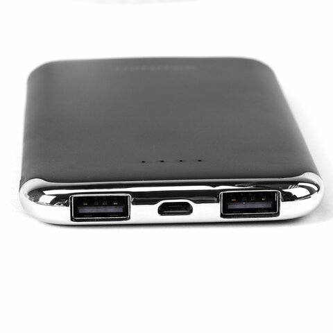 Аккумулятор внешний 6000 mAh SONNEN POWERBANK K611, 2 USB, литий-полимерный, черный