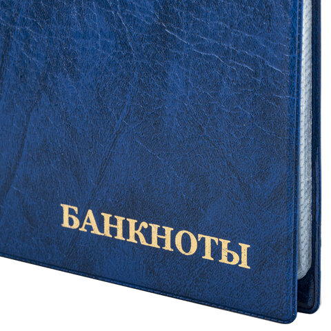 Альбом нумизмата для 24 бон (купюр), 125×185 мм, ПВХ, синий, STAFF
