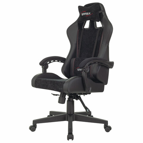 Кресло компьютерное BRABIX «Striker GM-121»синхромеханизм2 подушкиэкокожа/велюрчерное532962