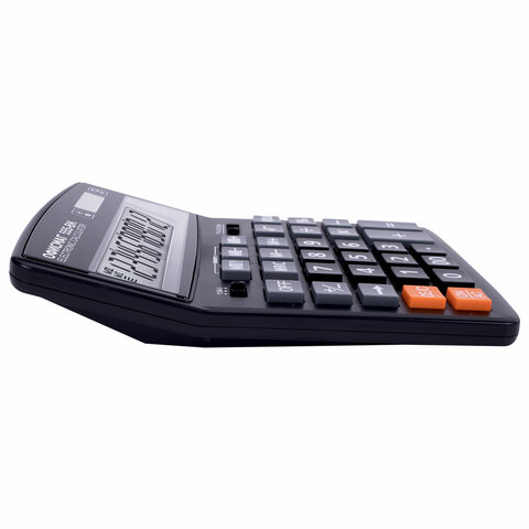 Калькулятор настольный ОФИСМАГ 555-BK (206×155 мм), 12 разрядов, двойное питание, ЧЕРНЫЙ
